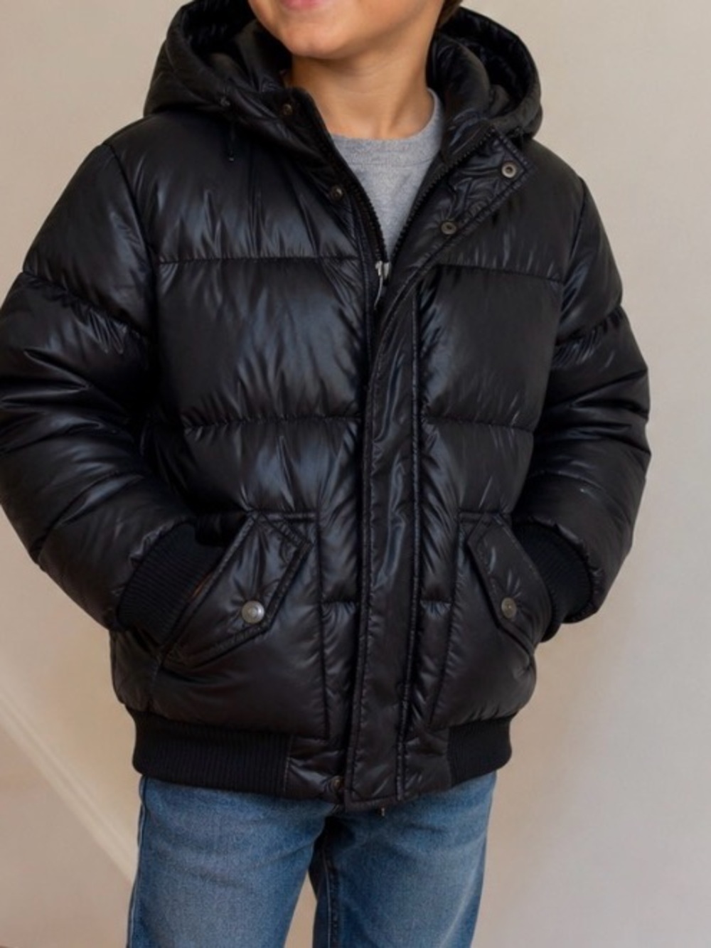 Appaman sz 5 Black Hooded Down Puffer Jacket for Kids great pre owned condition